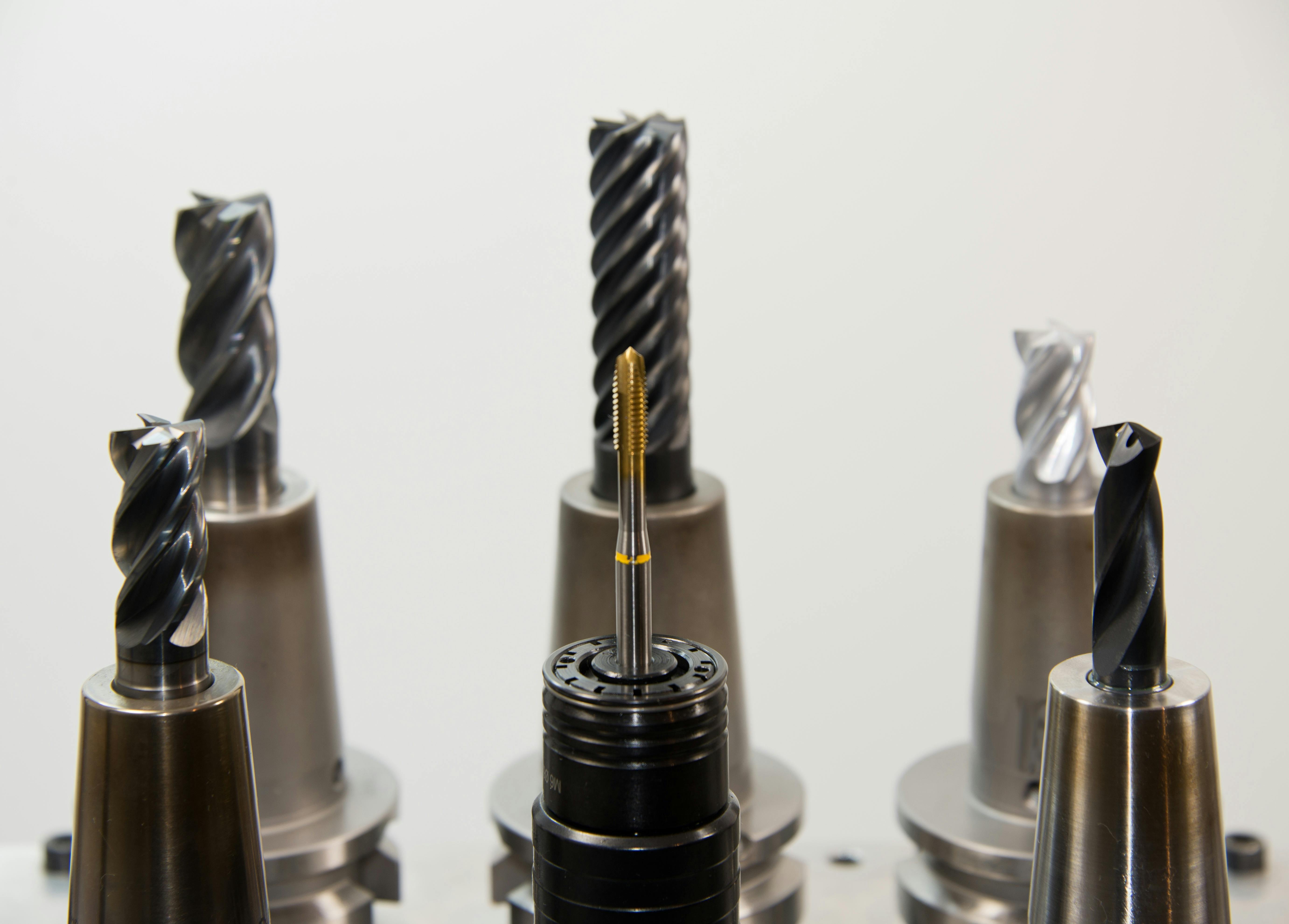 CNC milling tools arranged for precision machining